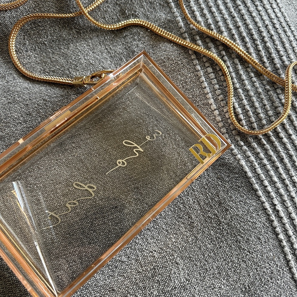 Clear Acrylic Gold Chain Snap Closure “Who Dat” Purse - New Orleans Saints ⚜️